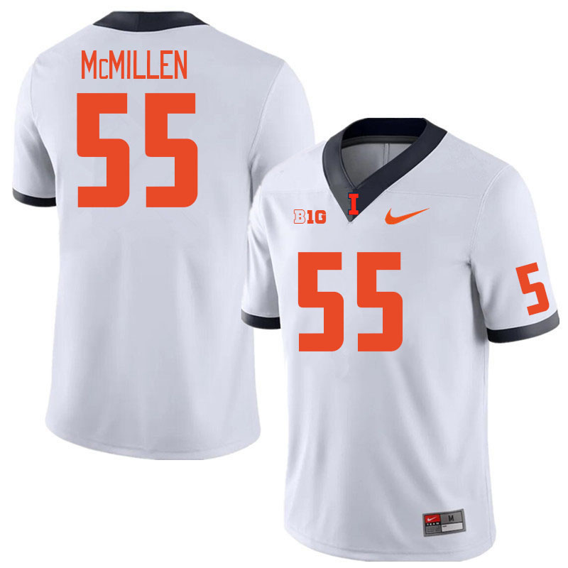 Men #55 TJ McMillen Illinois Fighting Illini College Football Jerseys Stitched Sale-White